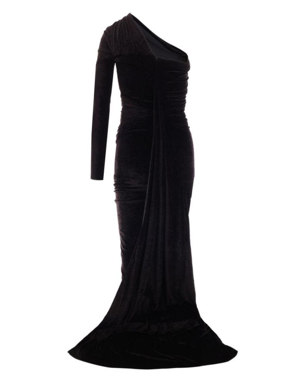 Balenciaga Black Asymmetric Velvet Dress