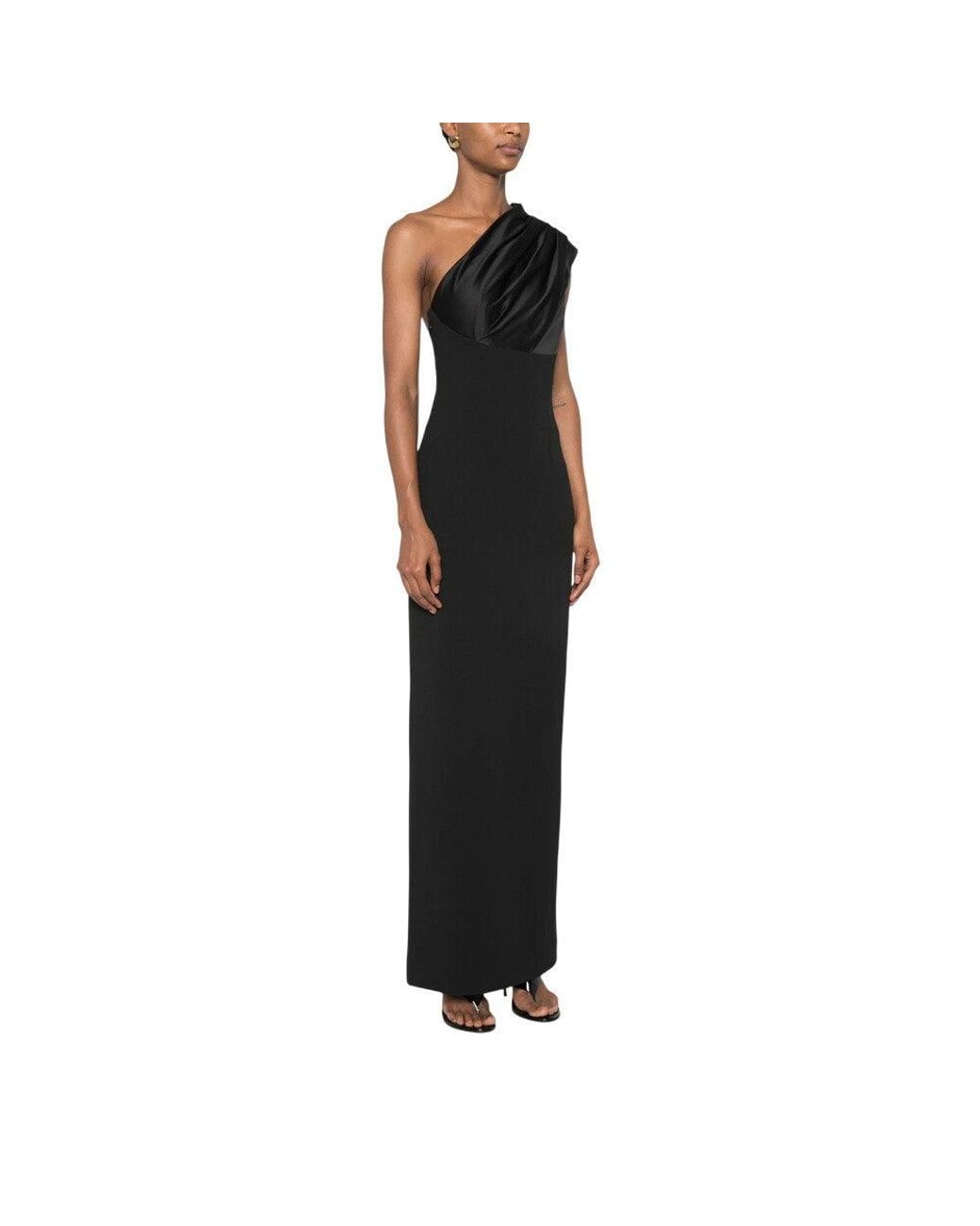 Solace London Black One Shoulder Maxi Dress