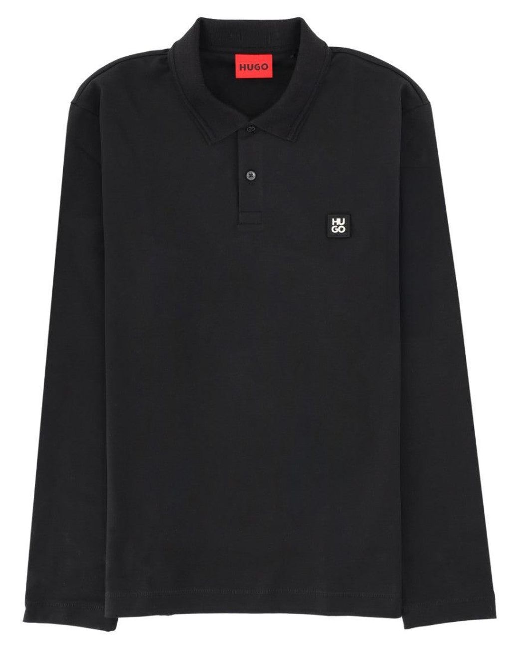 HUGO Black Logo Shirt Collar Polo for men
