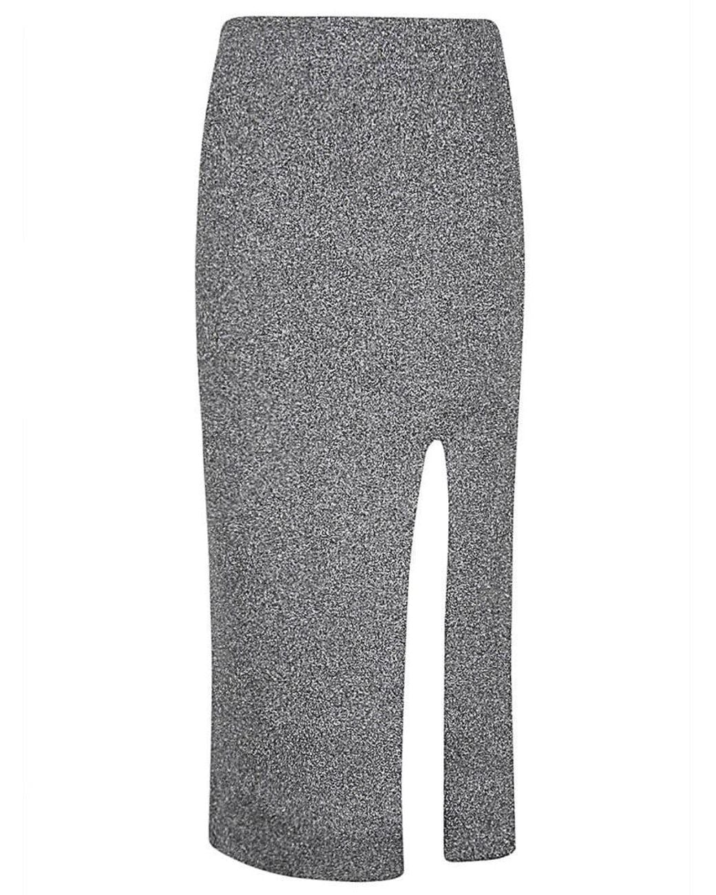 Circus Hotel Gray Dark Viscose Midi Skirt