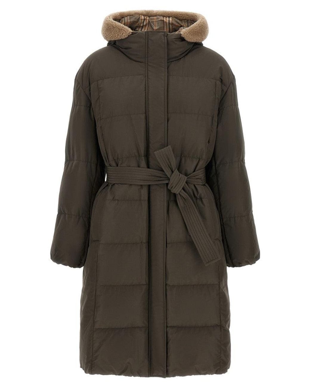 Brunello Cucinelli Gray Quilted Hood Jacket