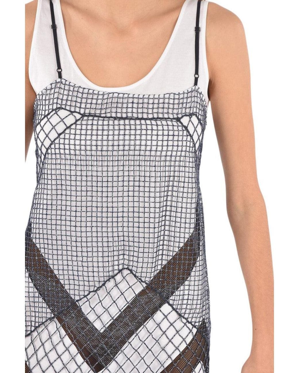 Maison Margiela Gray Geometric Scoop Neck Maxi Dress