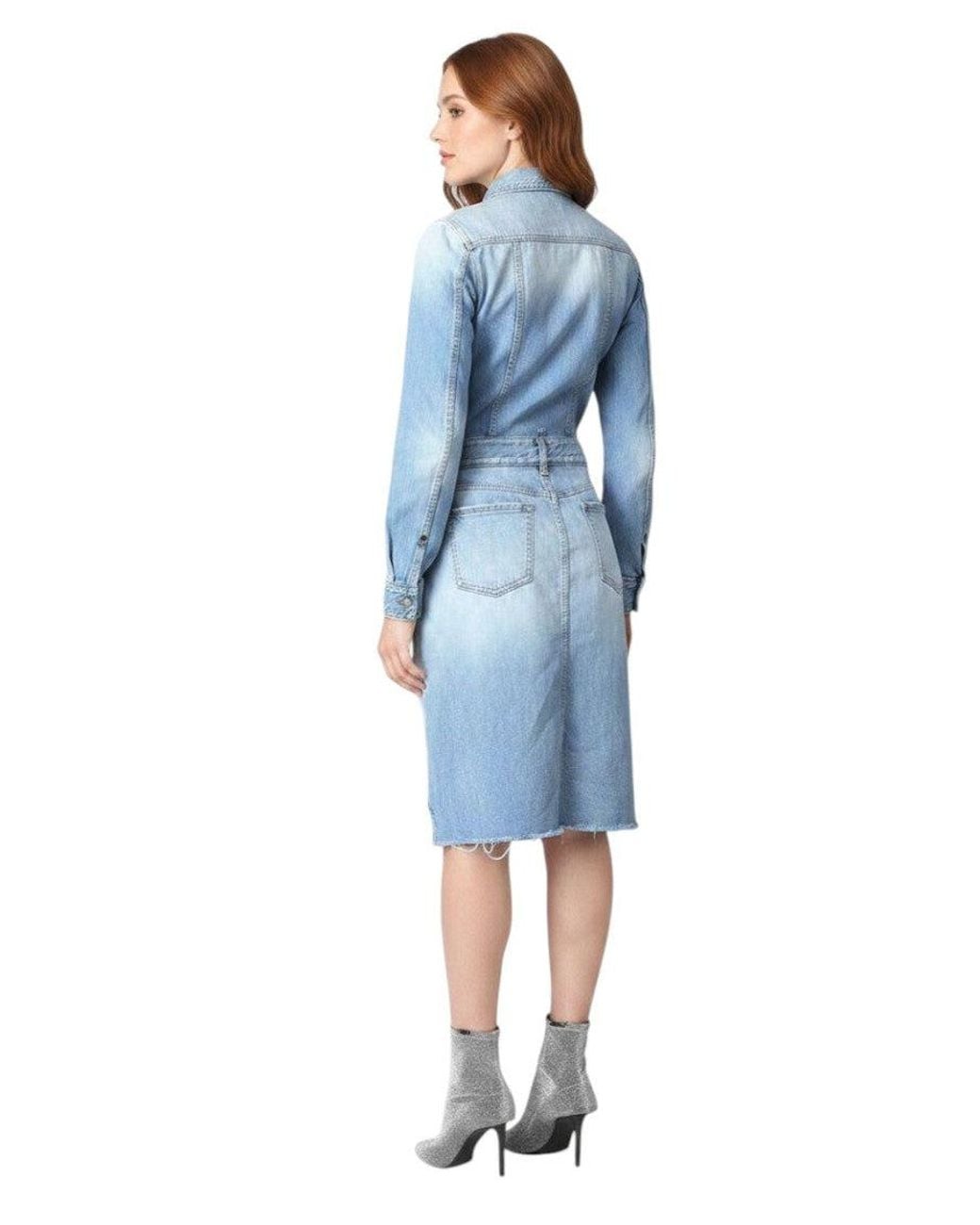 DSquared² Blue Light Shirt Collar Mini Dress