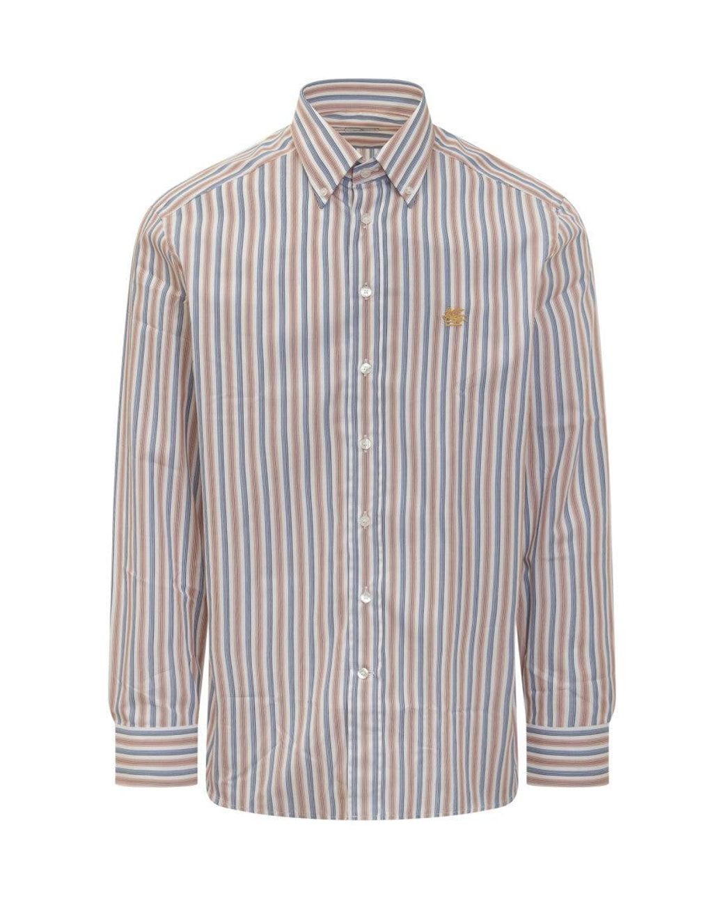 Etro Gray Regular Stripes Shirt for men