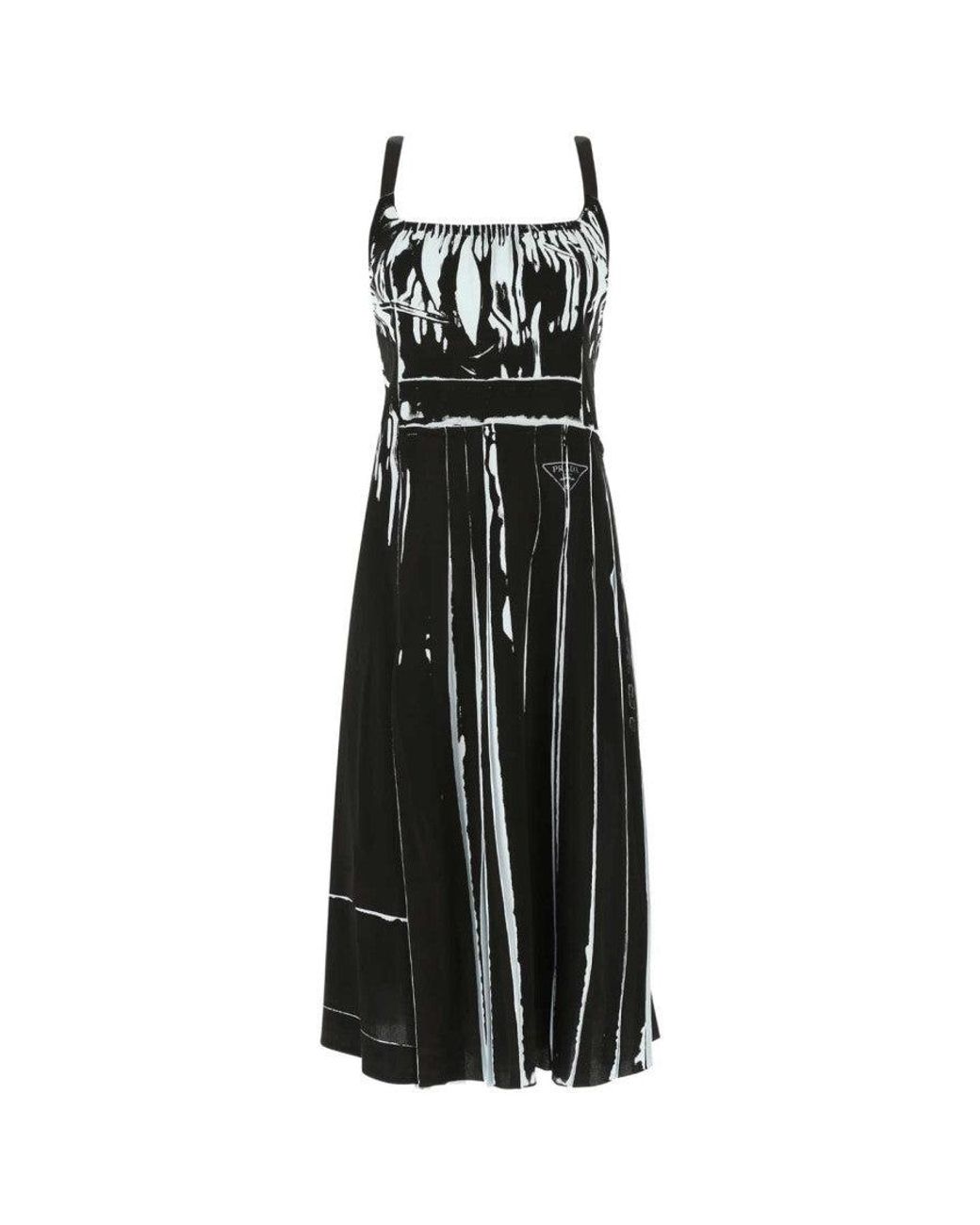 Prada Black Printed Stretch Viscose Dress