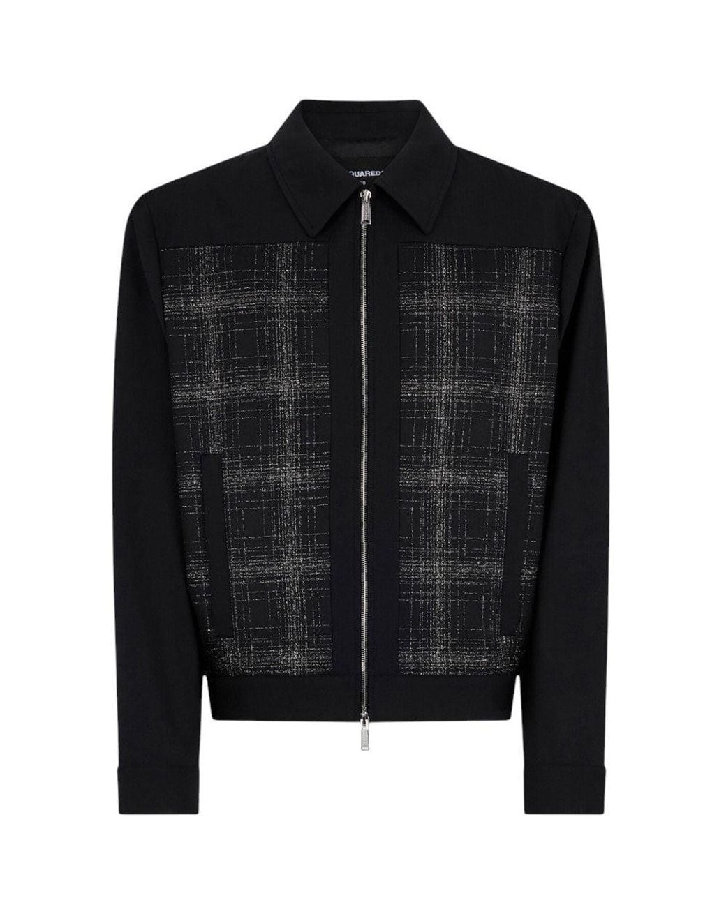 DSquared² Black Check Zip Up Jacket for men