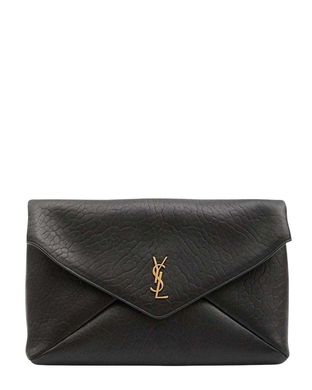 Saint Laurent Black Logo Envelope Large Clutch