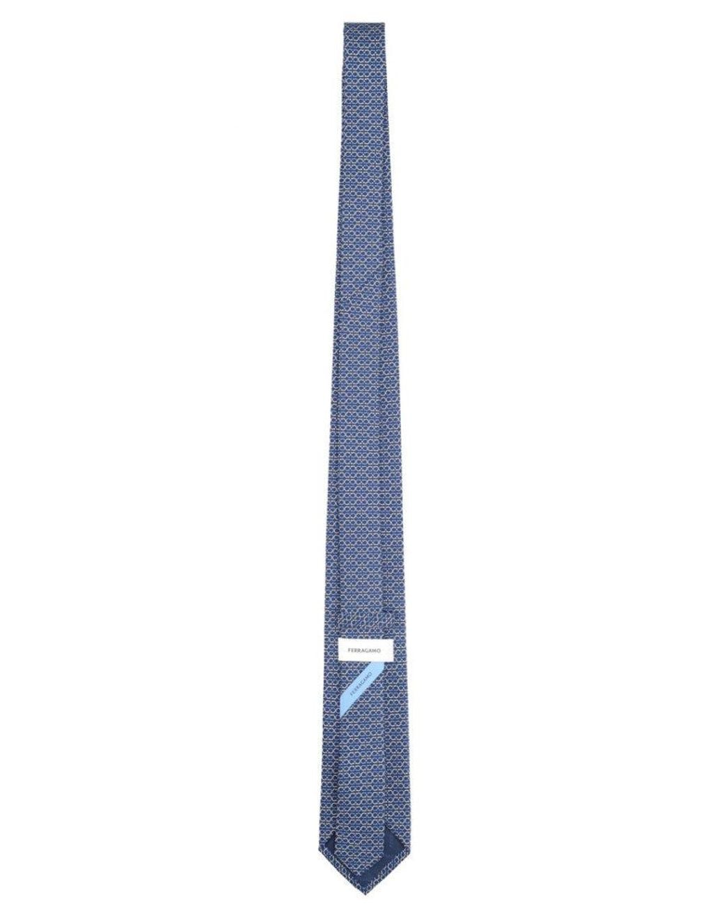 Ferragamo Blue Logo Printed Tie for men