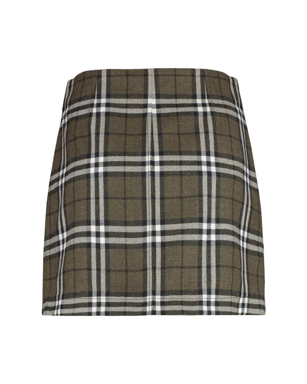 Burberry Green Tailored Check Mini Skirt