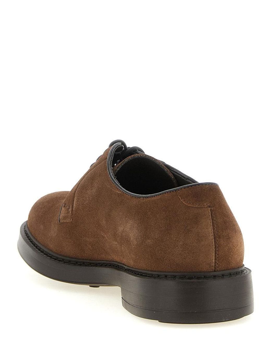 Doucal's Brown Suede Lace Up Shoes for men