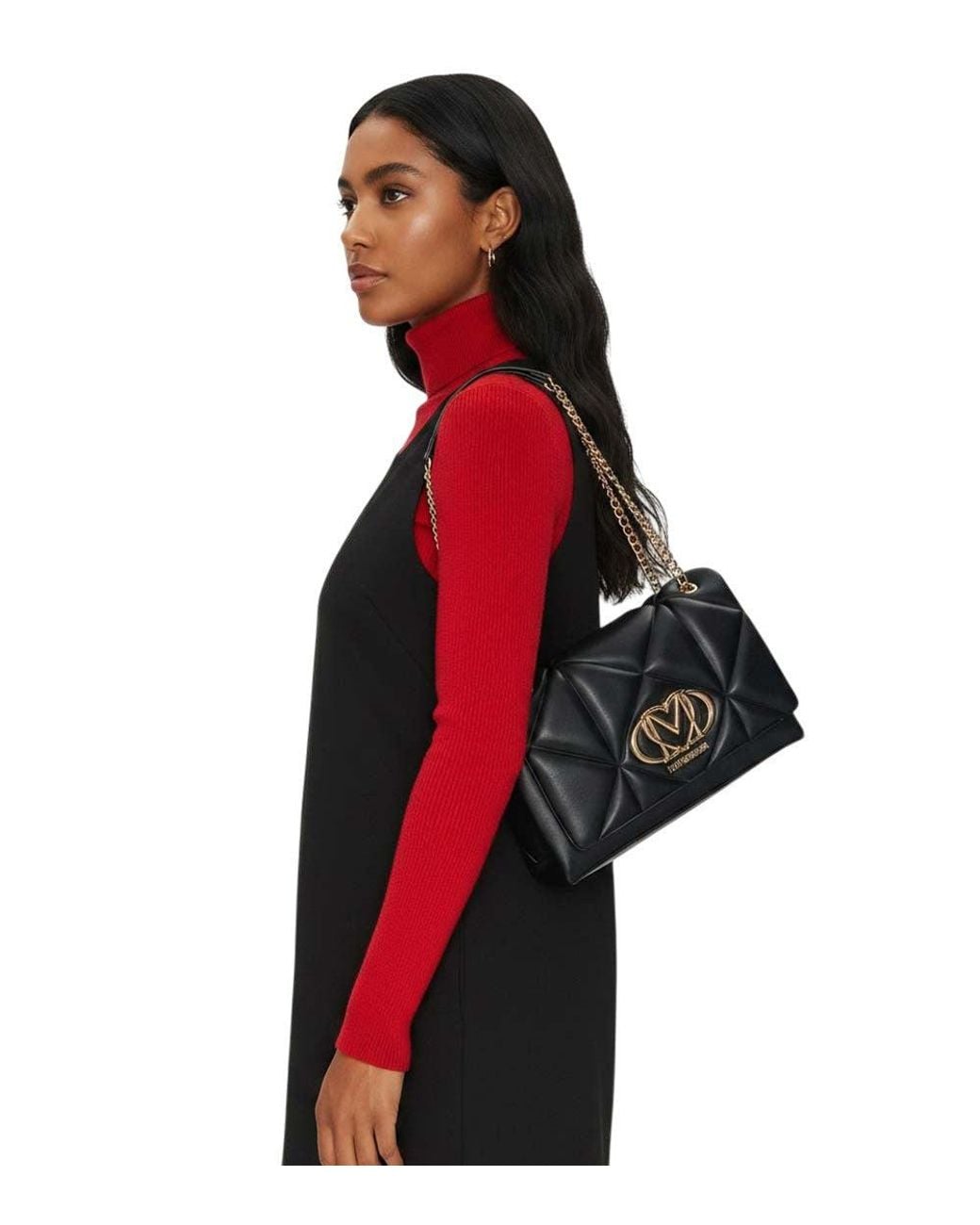 Love Moschino Black Heart Logo Medium Shoulder Bag