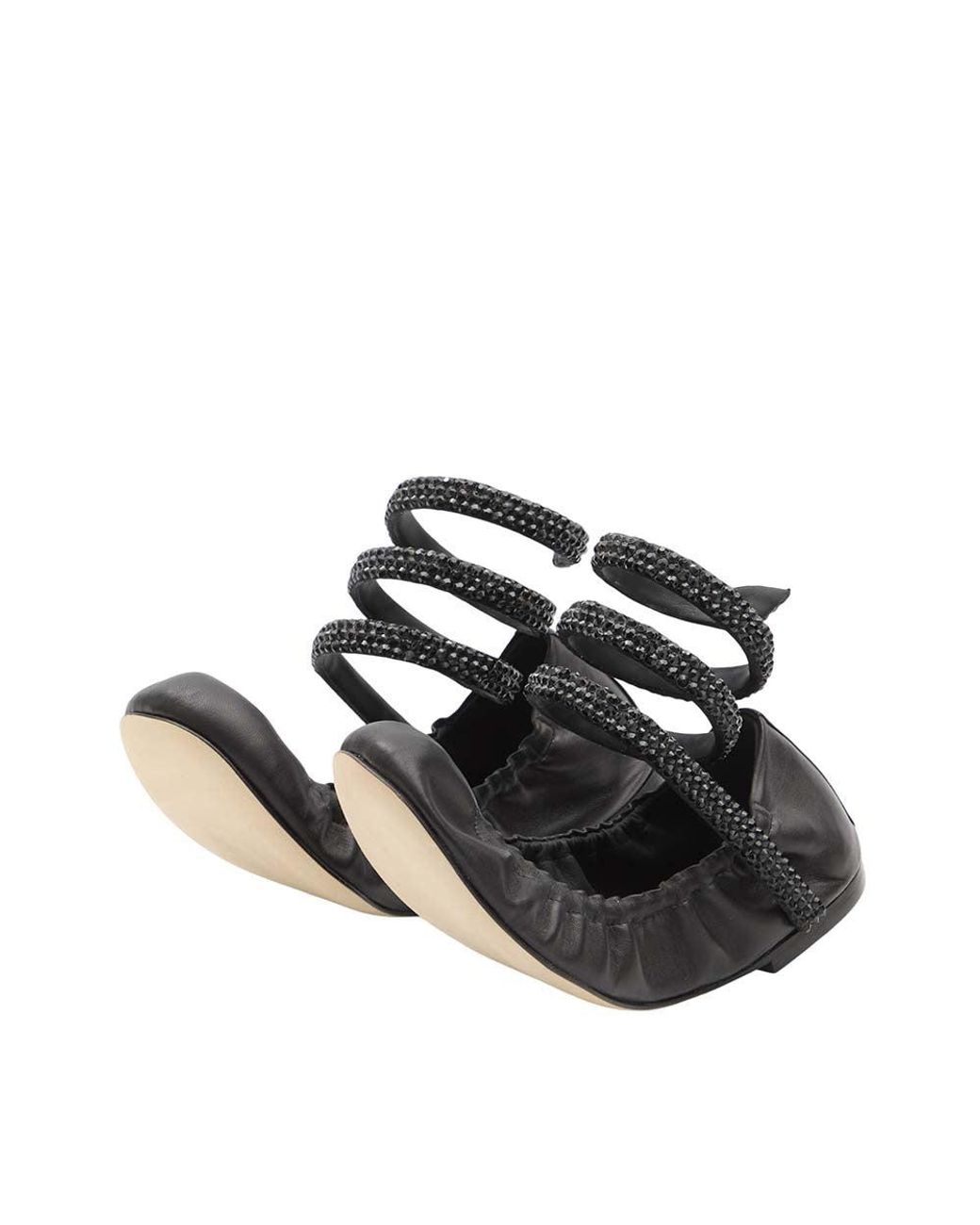 Rene Caovilla Black Embellished Cleo Ballet Flats