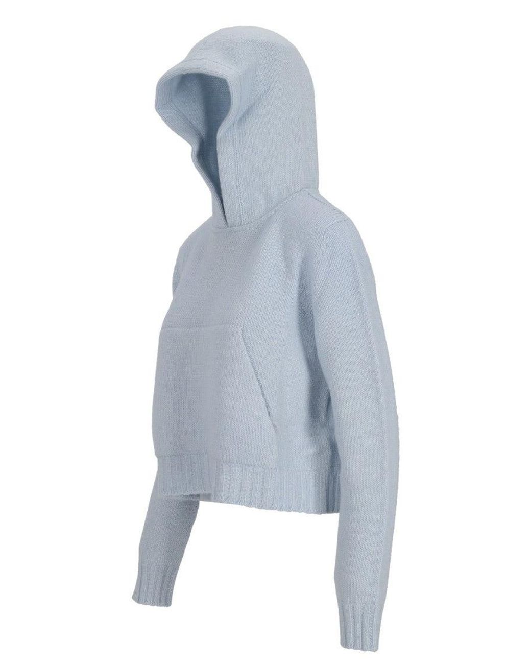 Palm Angels Blue Curved Logo Hoodie