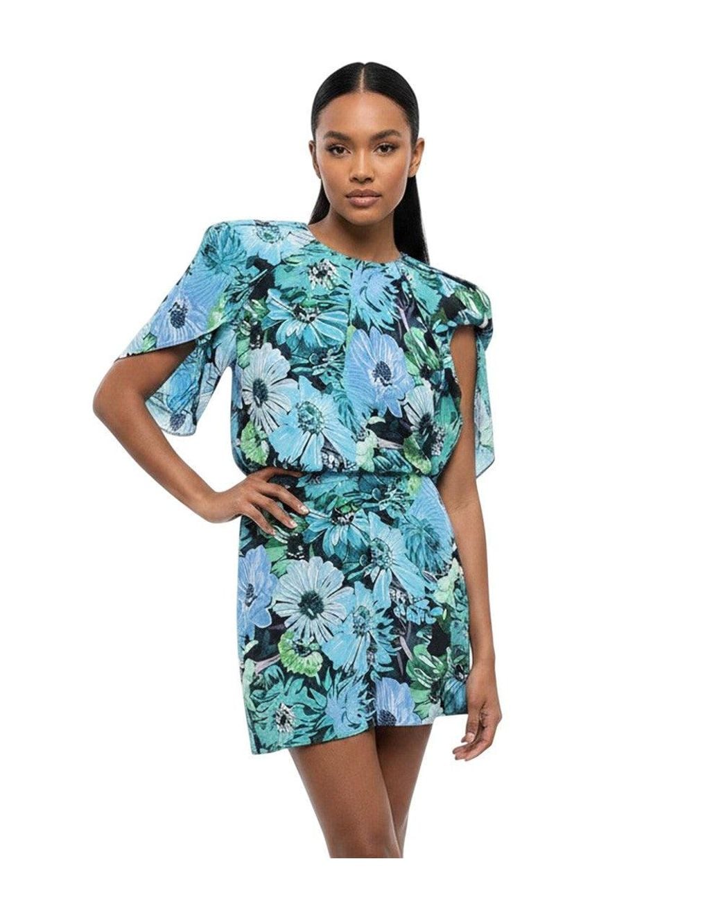 Stella McCartney Blue Sky Floral Crew Neck Mini Dress
