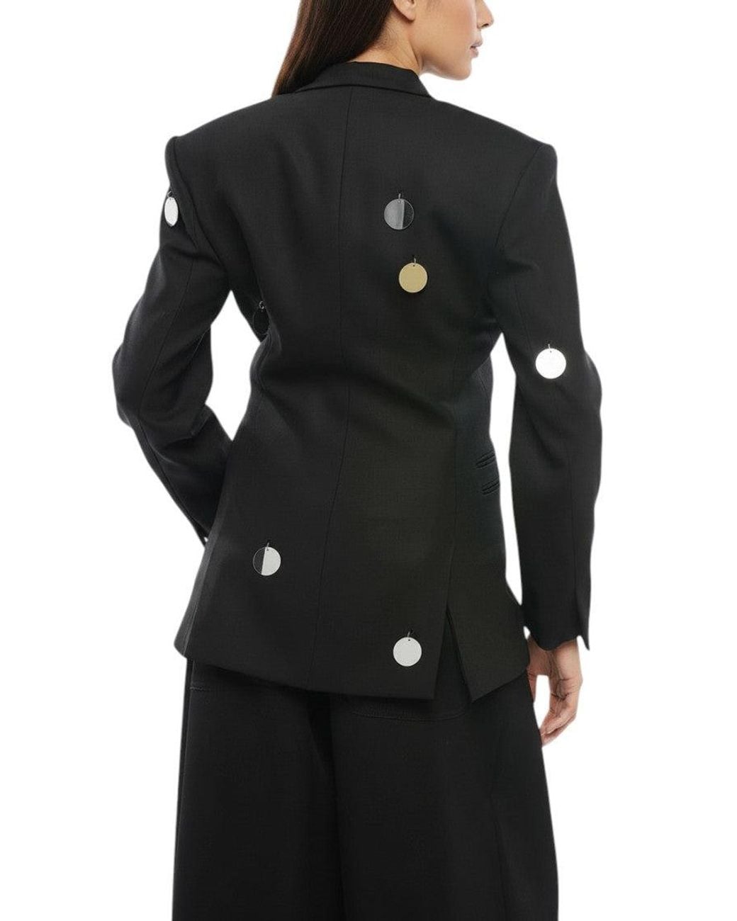 David Koma Black Embellished Peaked Lapel Blazer