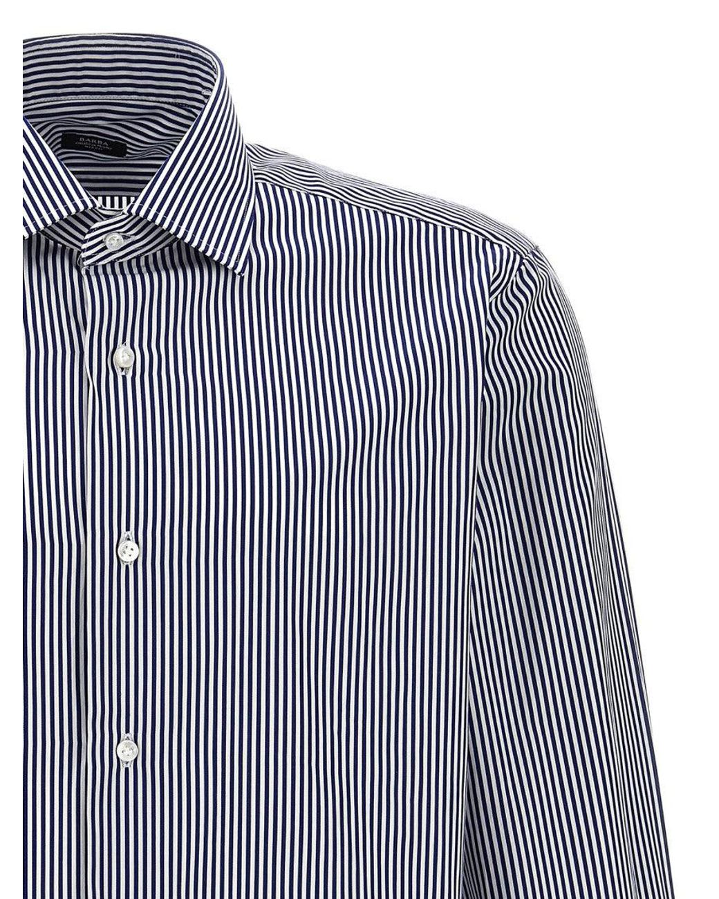 Barba Napoli Blue Striped Shirt for men