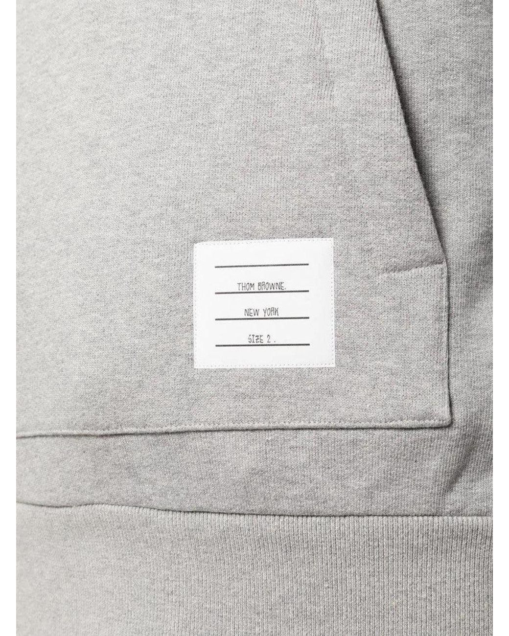 Thom Browne Gray Light Stripe Detail Hoodie for men