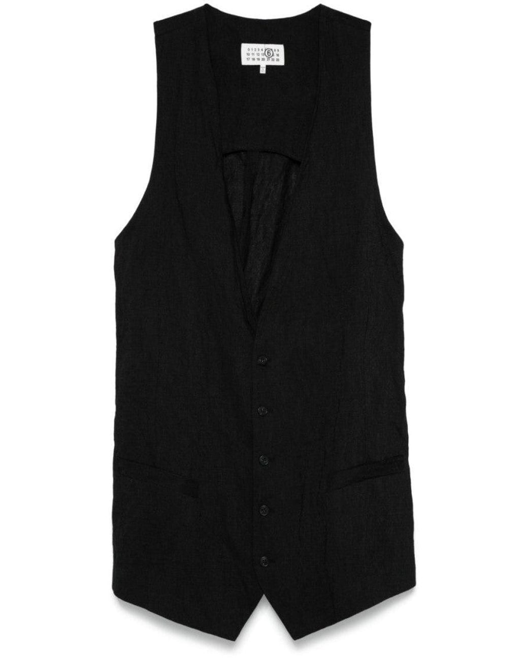 MM6 by Maison Margiela Black Deep-Neck Vest