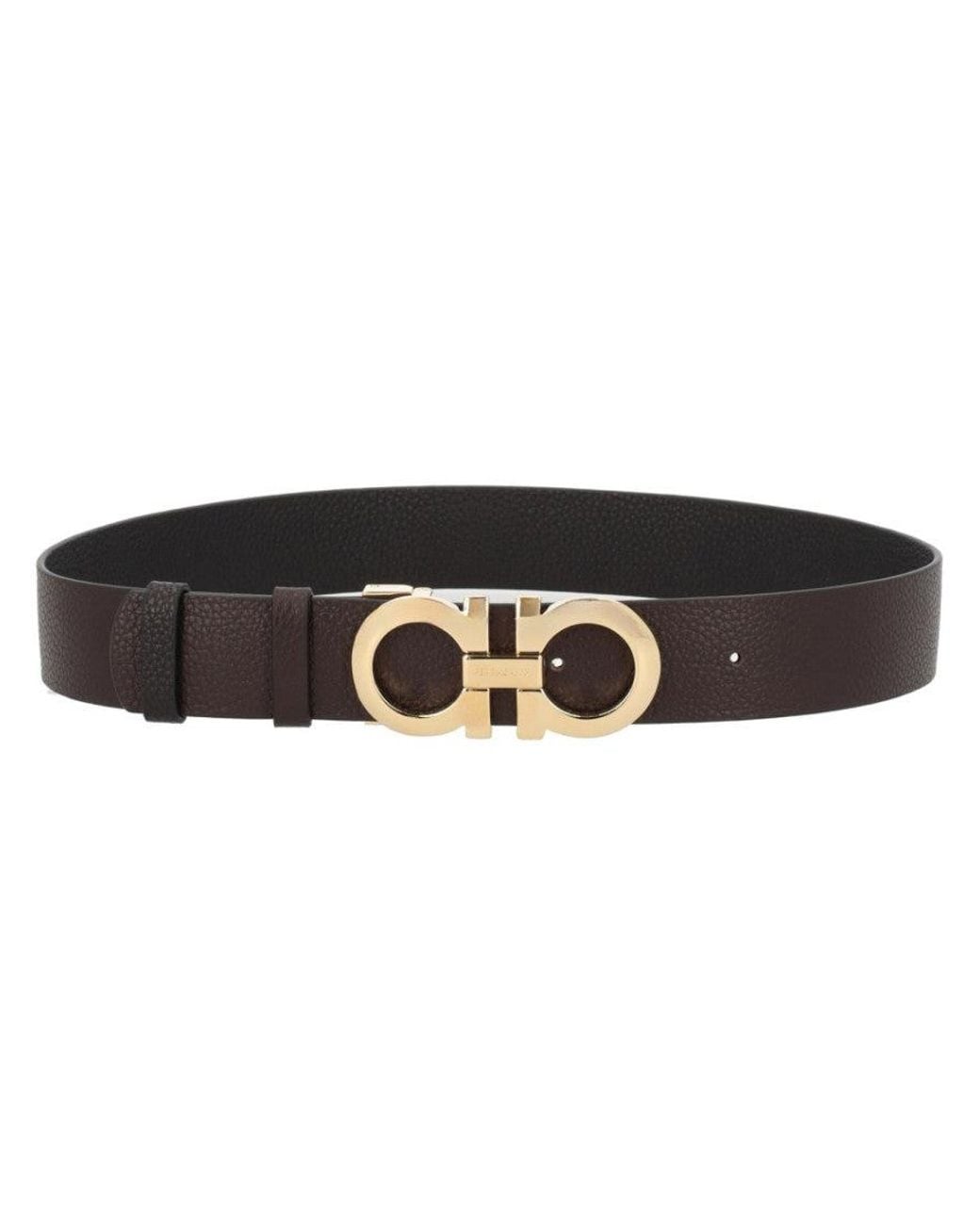 Ferragamo Black Reversible Hooks Belt Leather