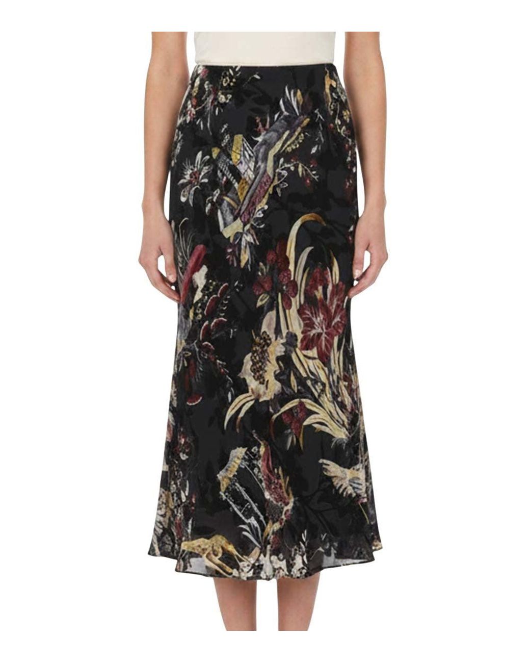 Etro Black Floral Maxi Skirt