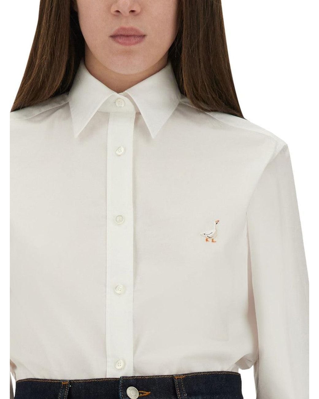 Moschino White Regular Embroidered Shirt