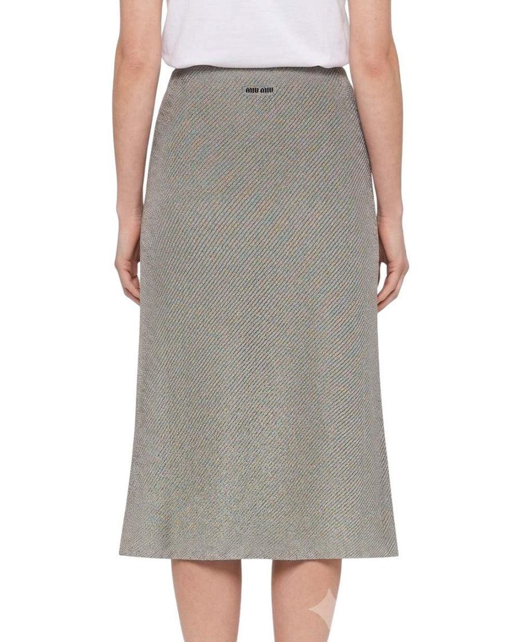 Miu Miu Gray Textured Mini Skirt