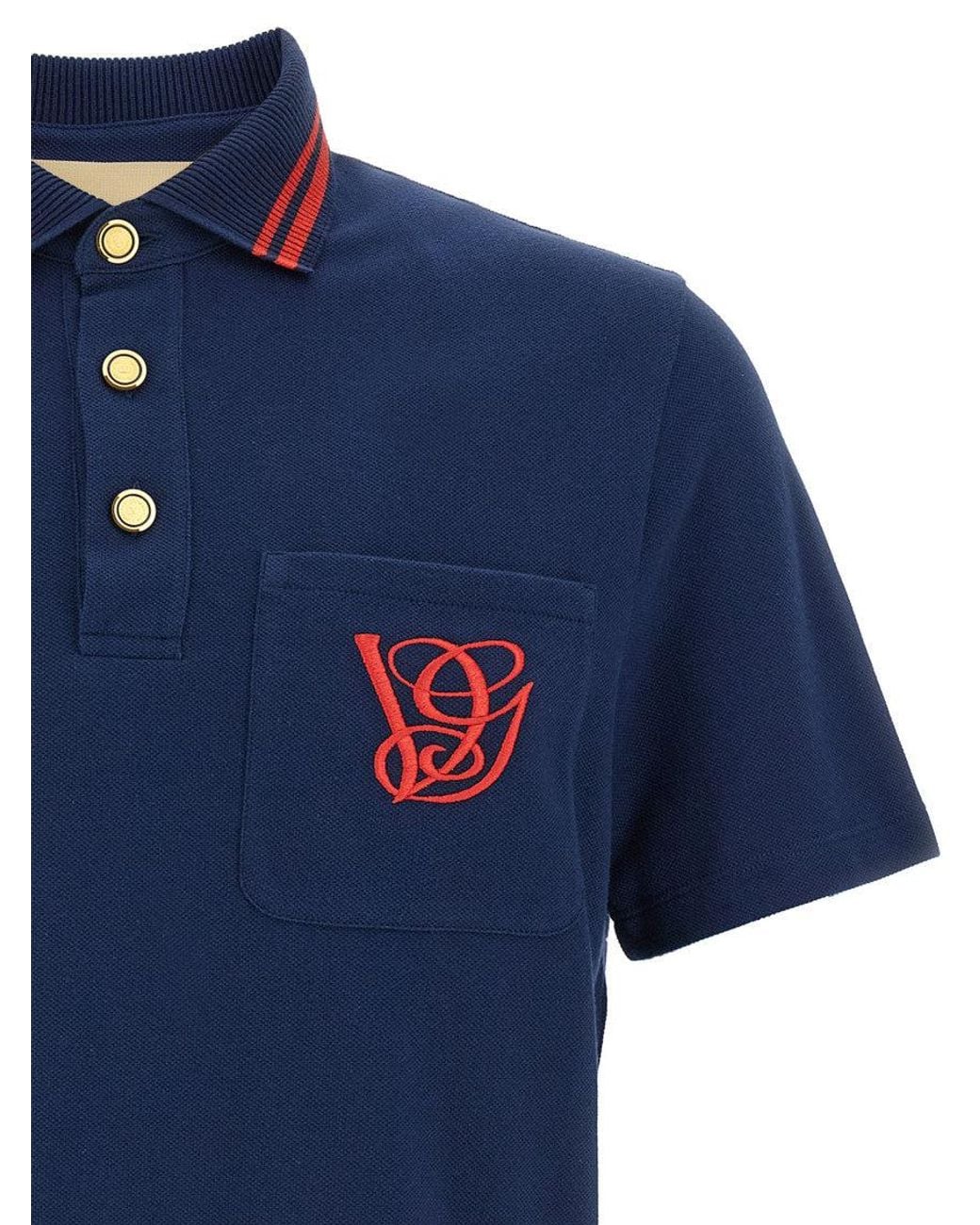 Valentino Blue Embroidery 'Vg' Polo for men