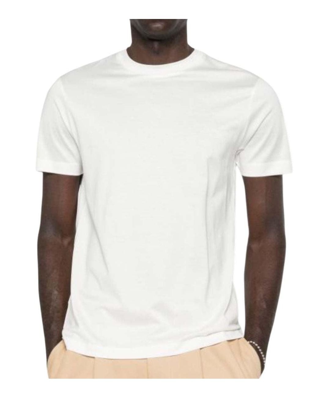 Emporio Armani White Solid Crew Neck T-Shirt for men
