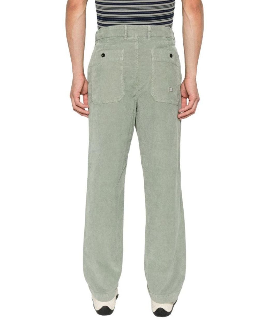 C P Company Green Sage Corduroy Trousers for men
