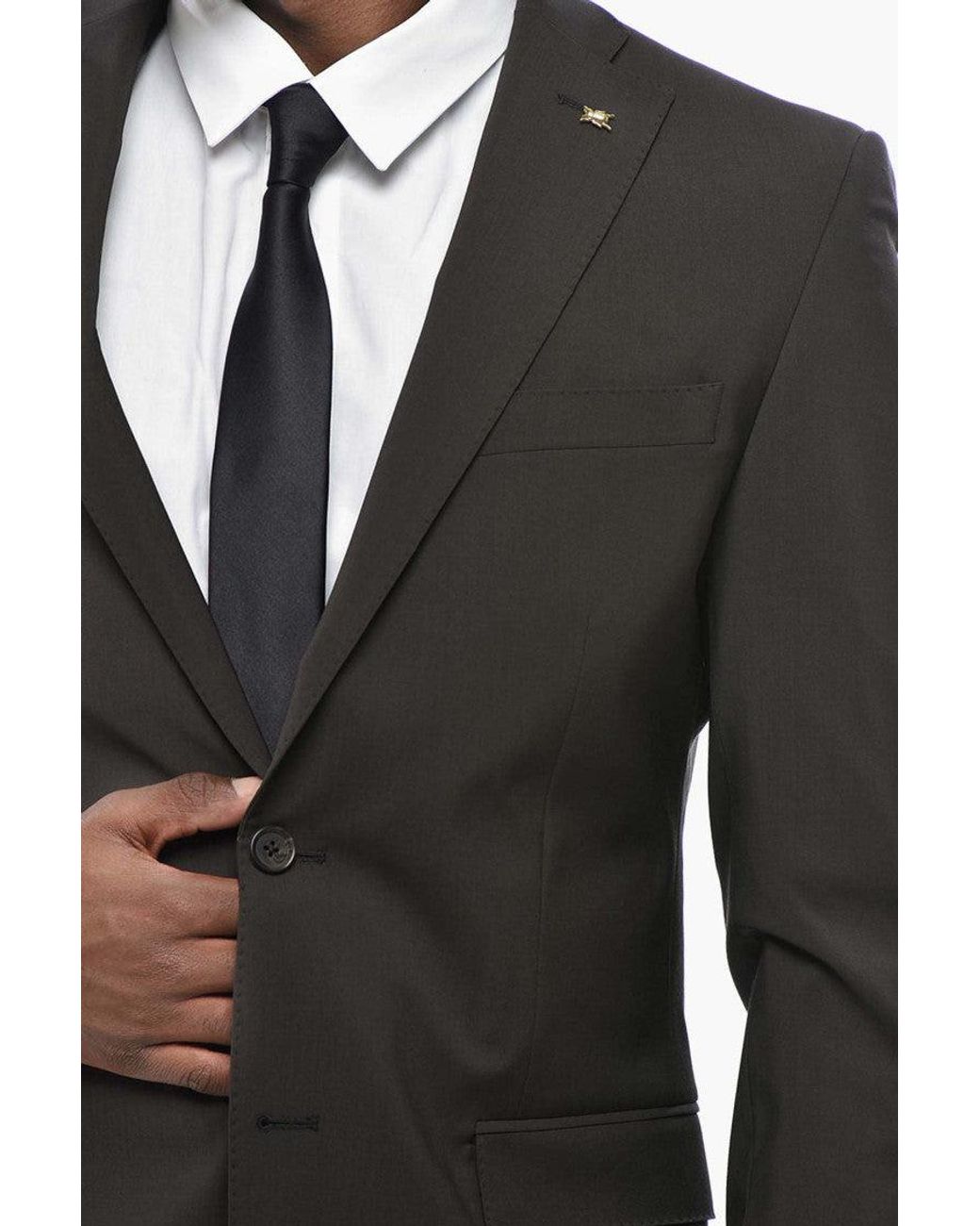 Corneliani Black Notched Lapel Suit for men