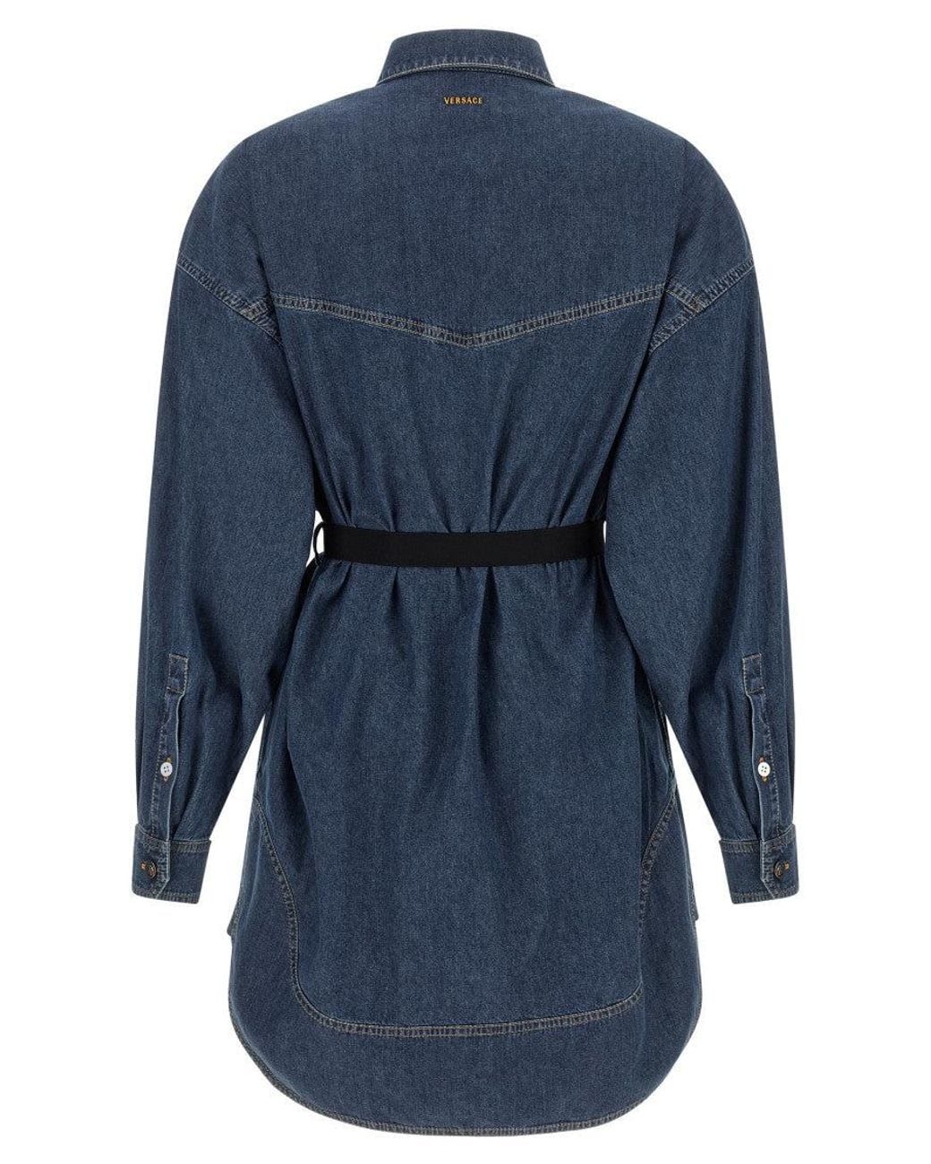 Versace Blue Mini Shirt Dress