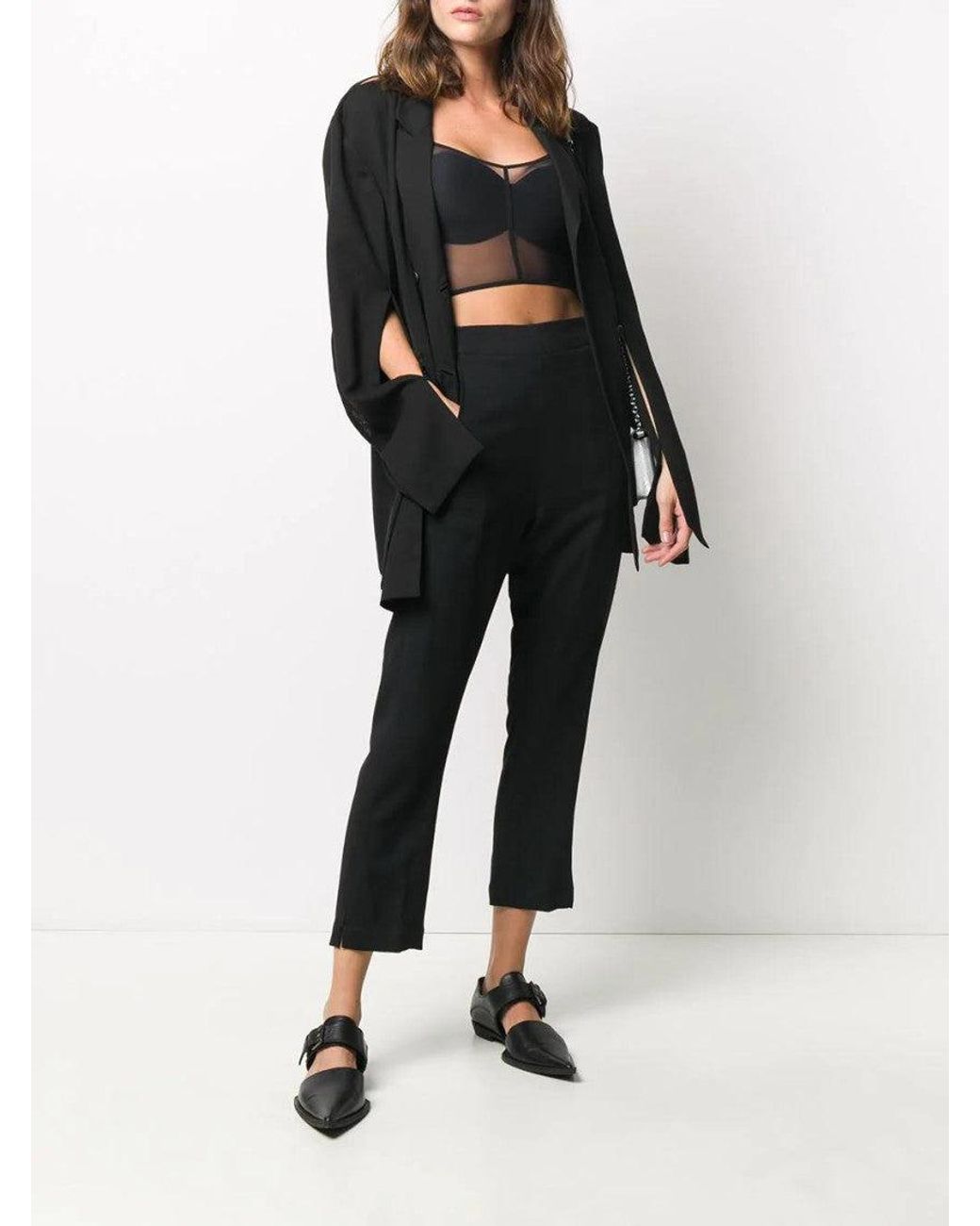 Ann Demeulemeester Black Cropped Straight Trousers