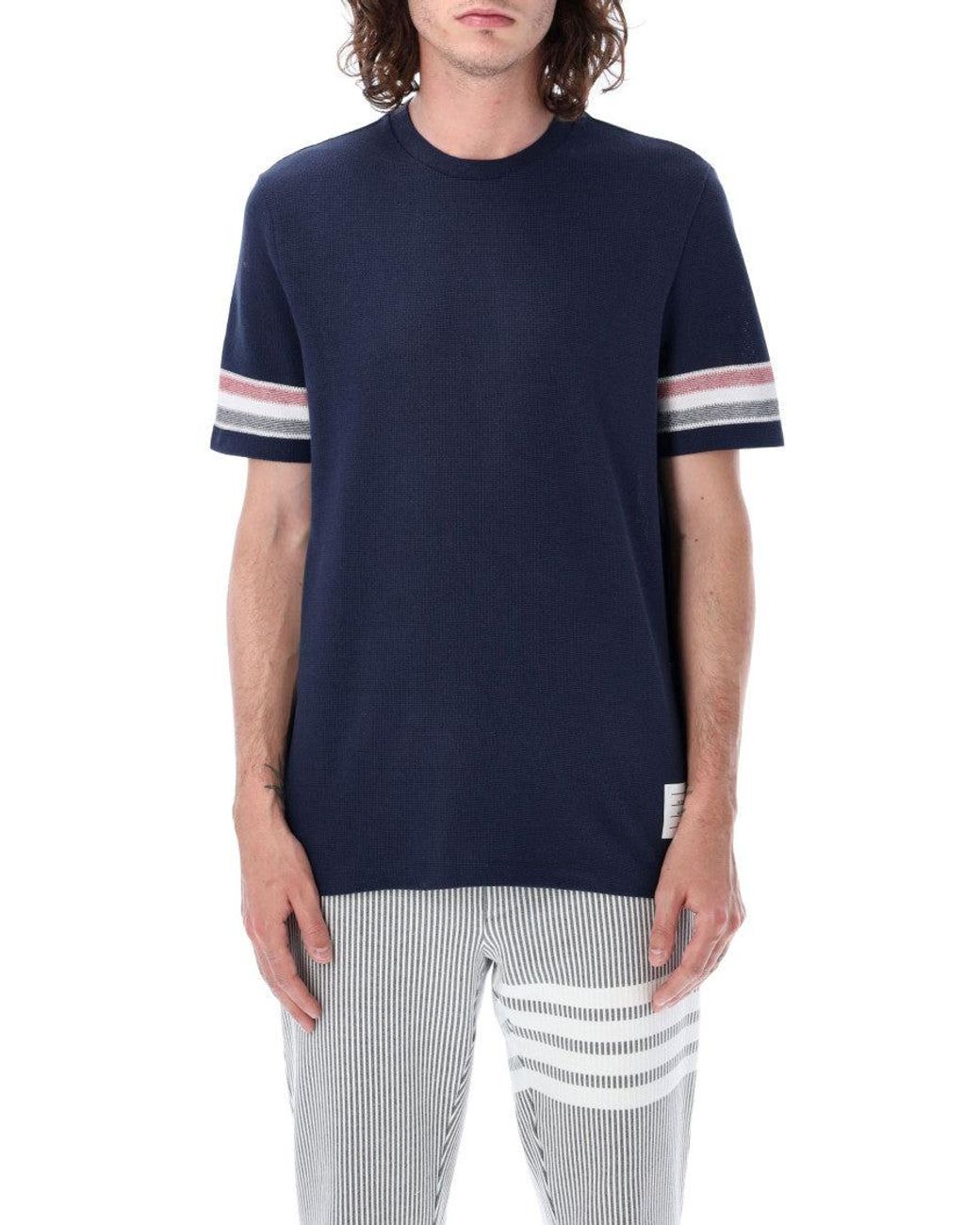 Thom Browne Blue Crew Neck T-Shirt for men