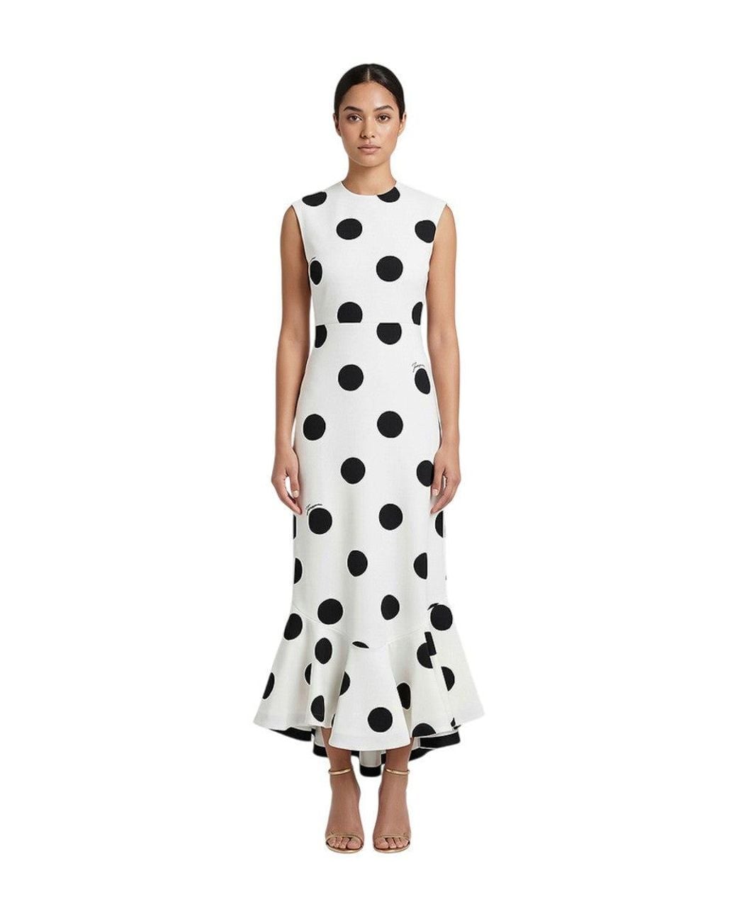 Jacquemus White Crew Neck Midi Dress