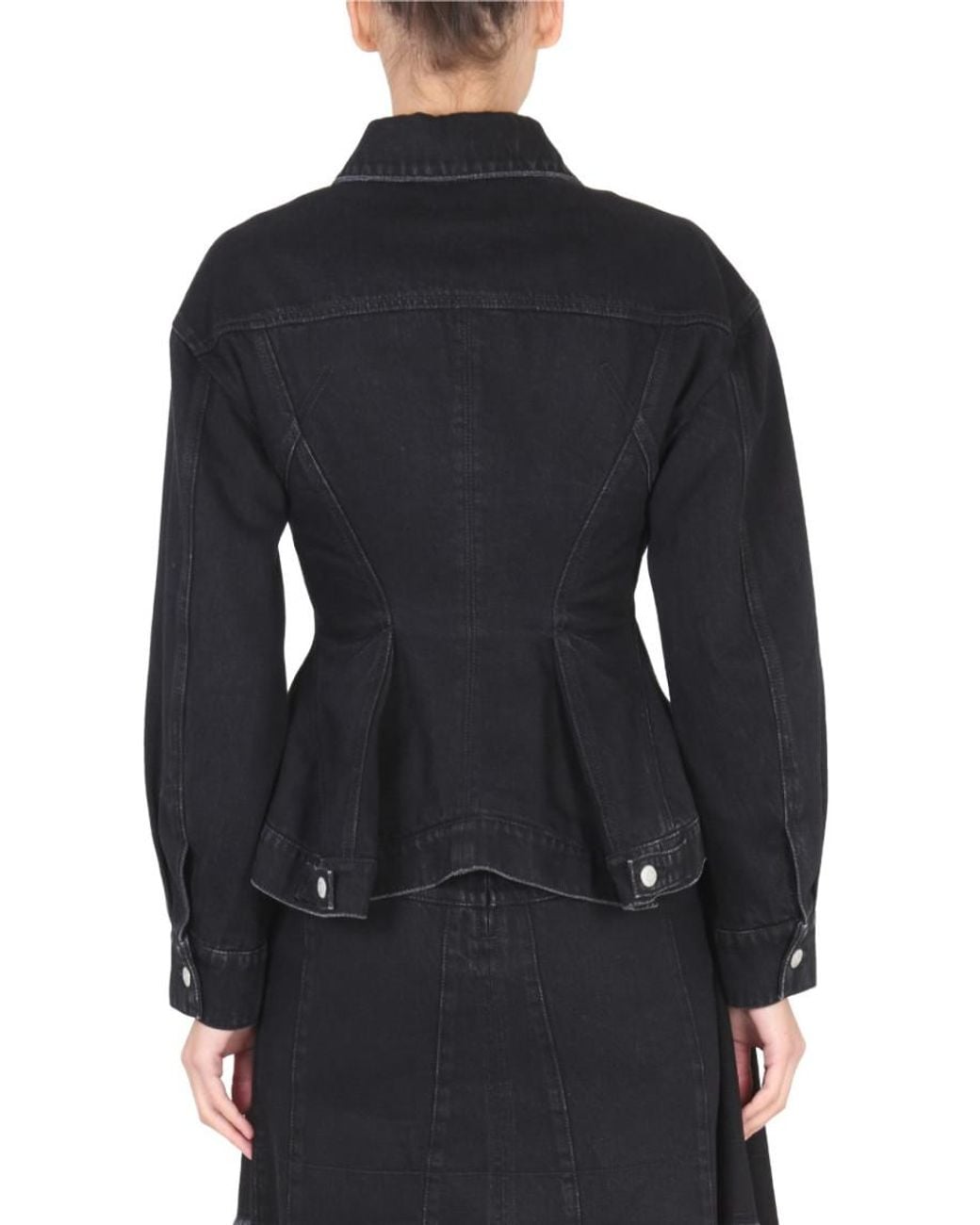 McQueen Black Solid Shirt Collar Jacket