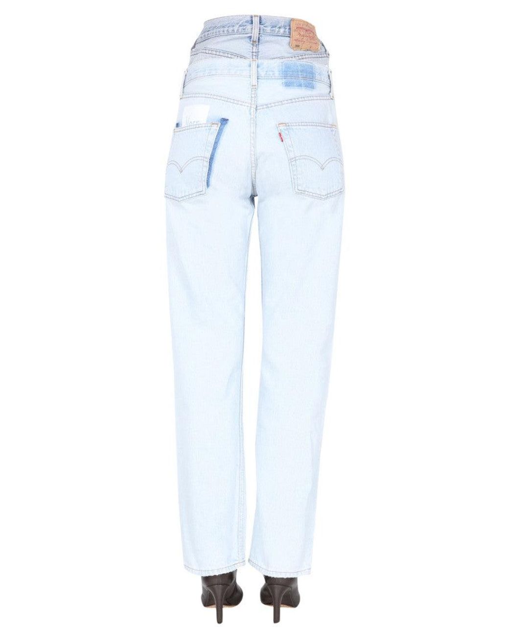 1/OFF Blue Denim Straight High Rise Jeans