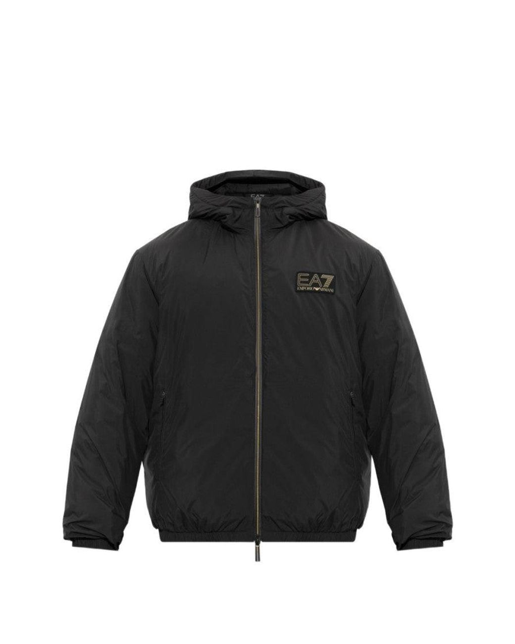 EA7 Black Logo Hood Jacket for men