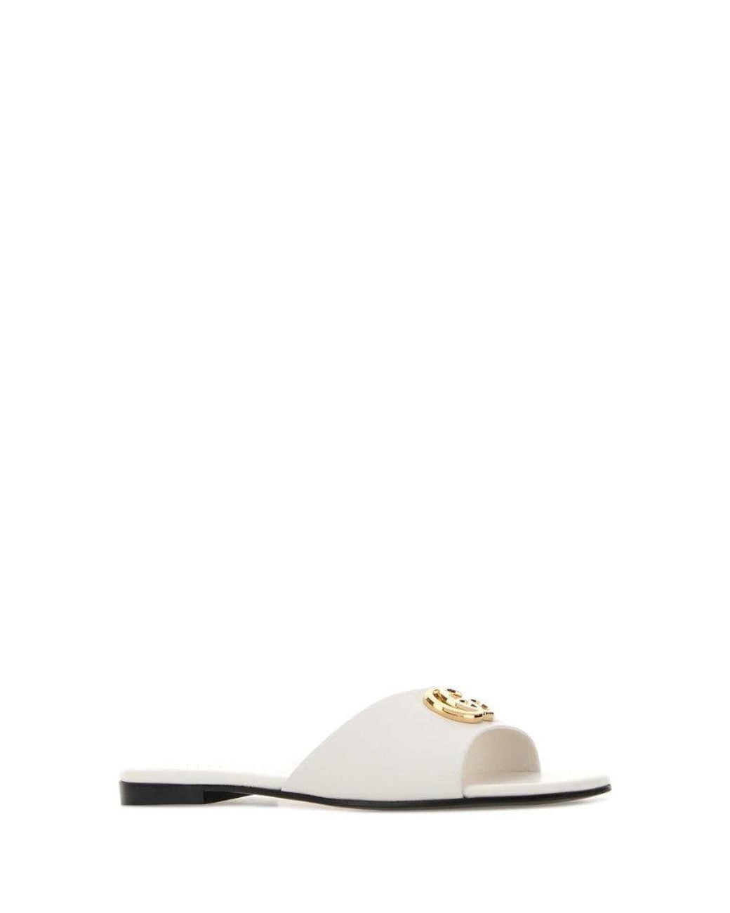 Gucci White Leather Sandals
