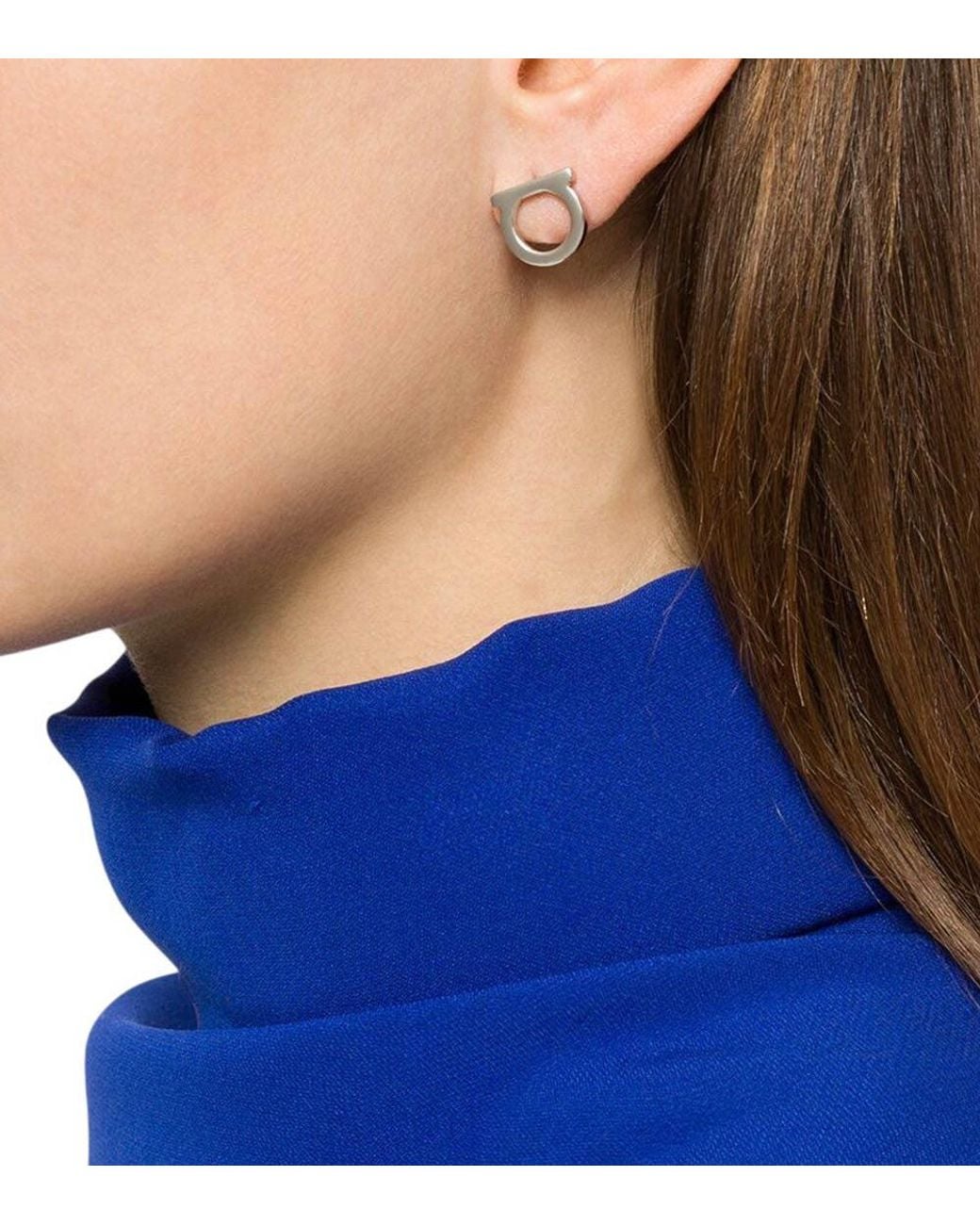 Ferragamo Metallic Gancini Logo Stud Earrings