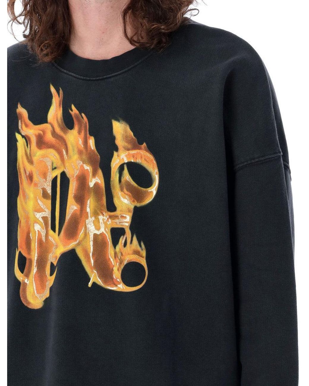 Palm Angels Blue Burning Monogram Sweatshirt for men