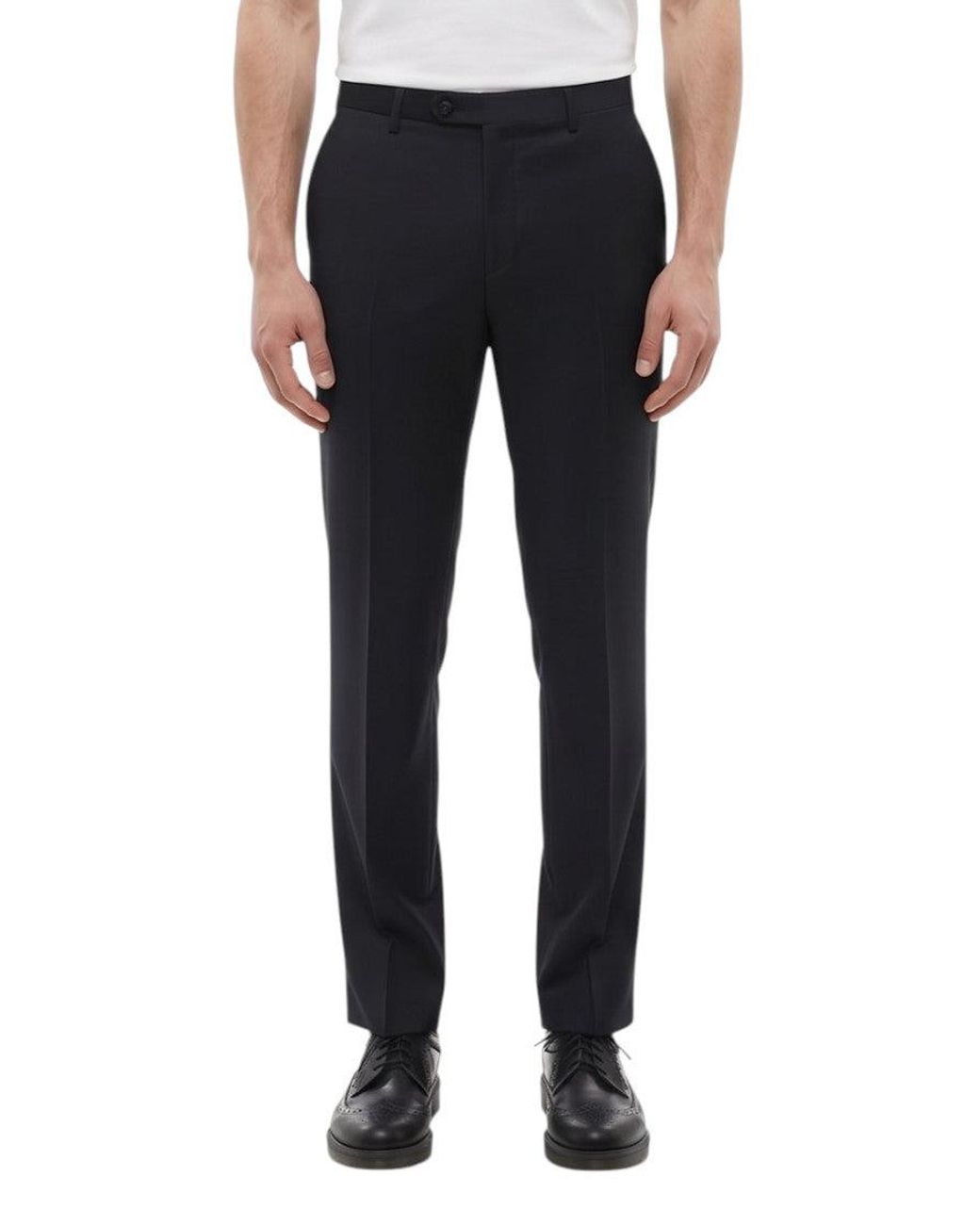Corneliani Blue Flat Front Pants for men