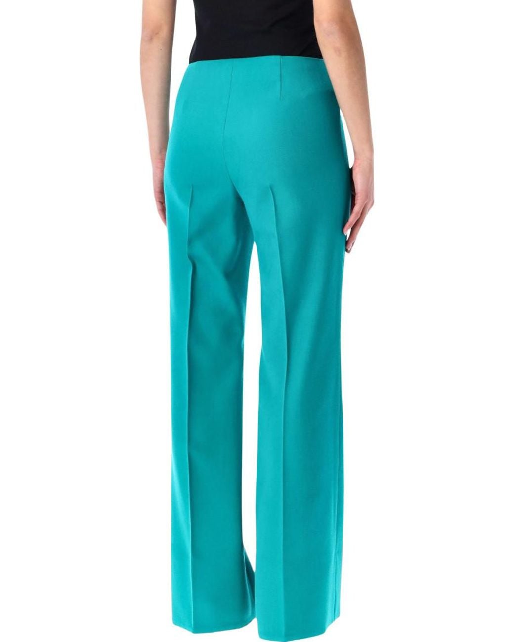 Fendi Blue Wool Flared Trousers