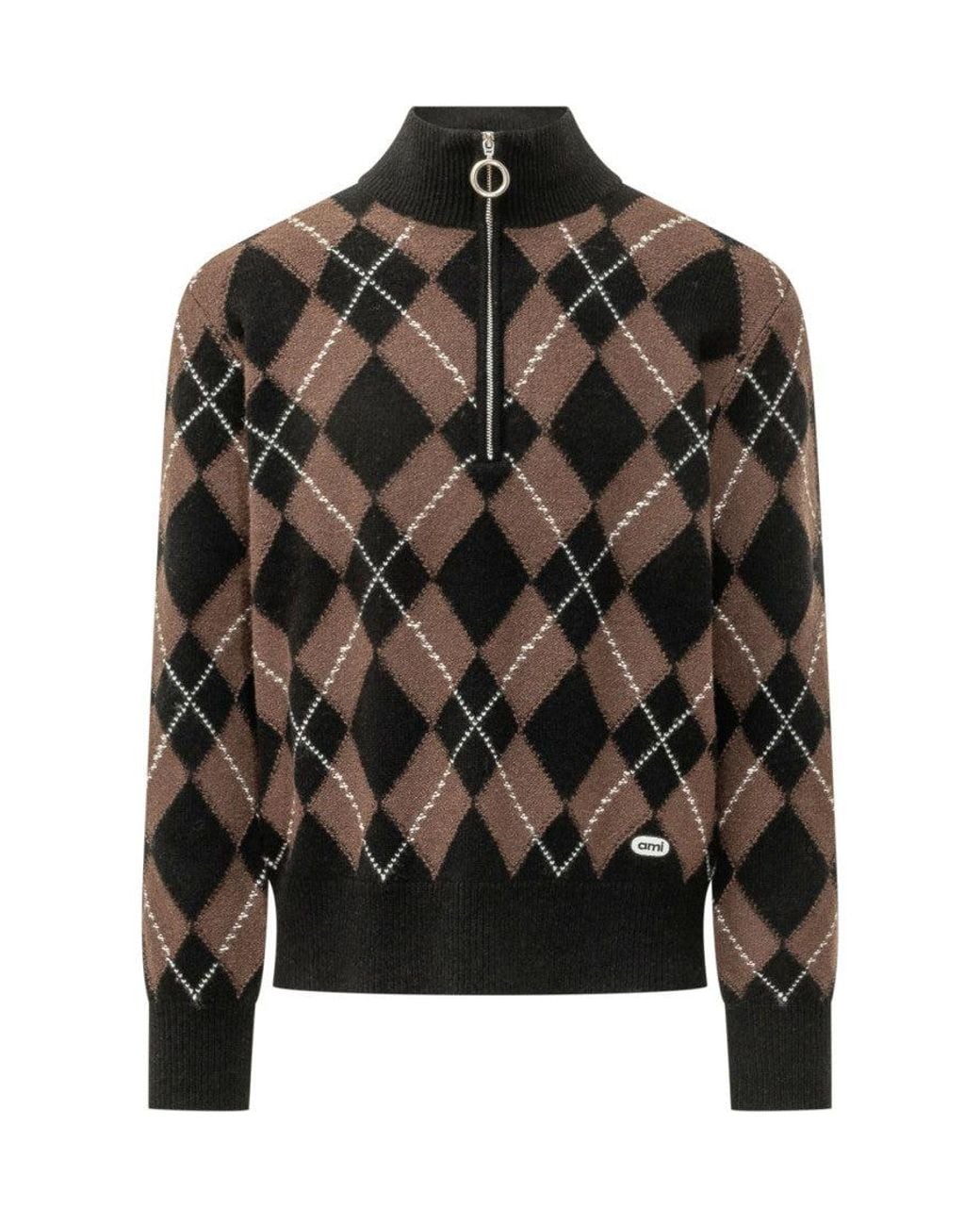 AMI Black Mock Collar Sweater for men