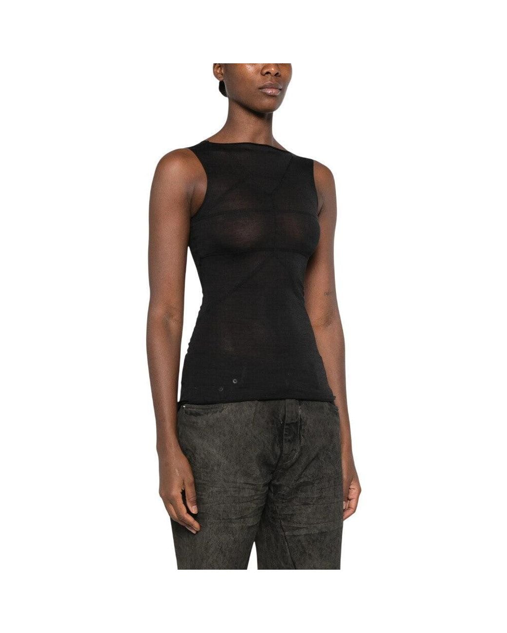 Rick Owens Black Boat Neck Top