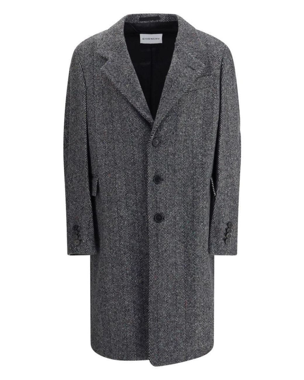 Givenchy Gray Herringbone Coat for men
