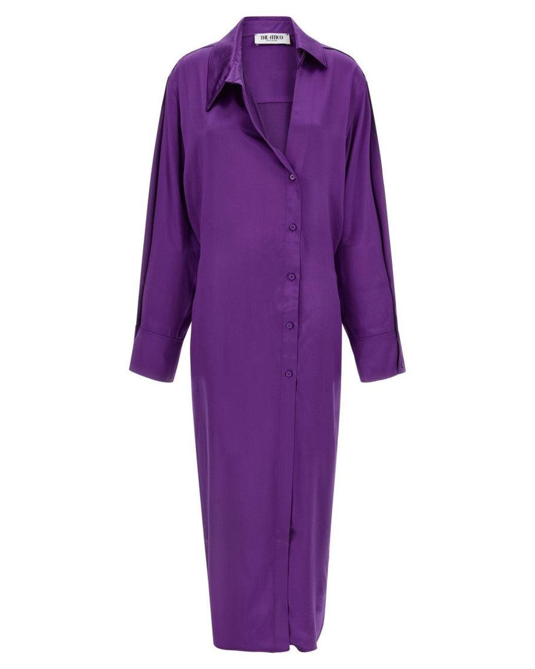 The Attico Purple Shirt Collar Midi Dress