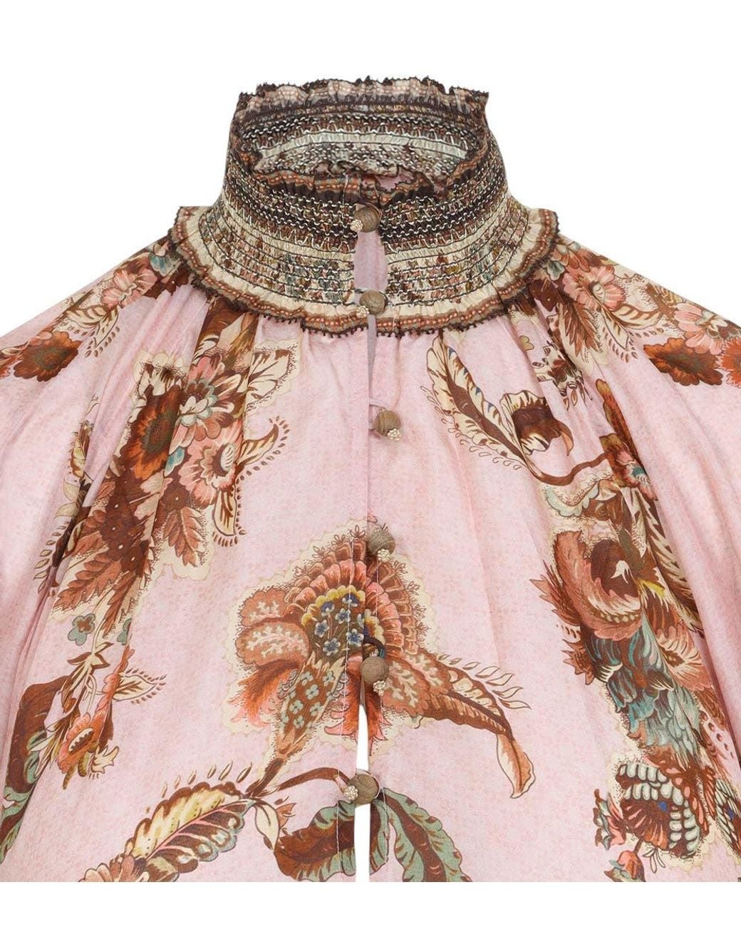 Zimmermann Brown Floral Mock Collar Maxi Dress