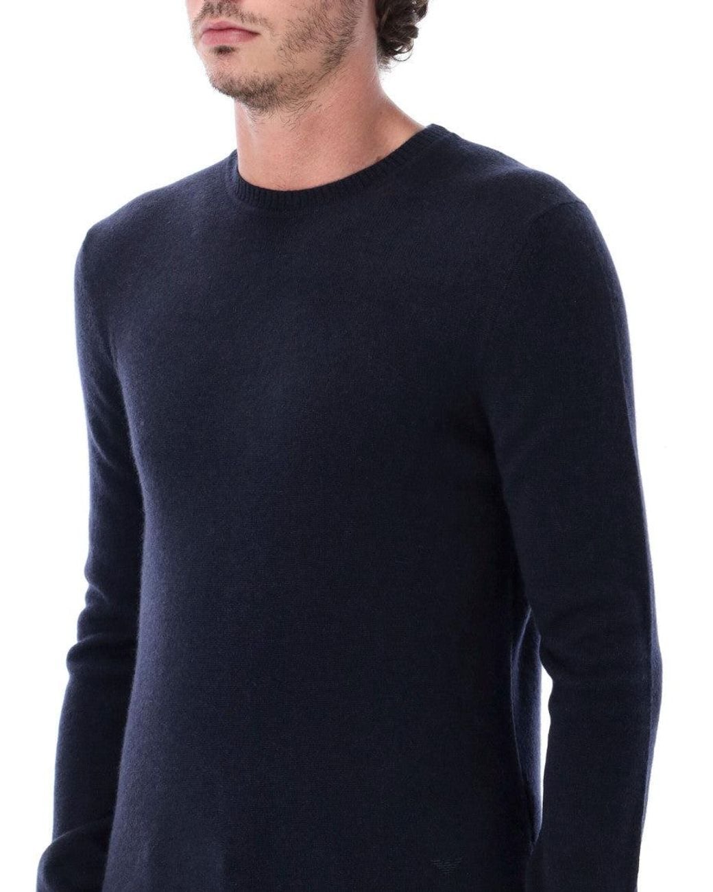 Emporio Armani Blue Crew Neck Sweater for men