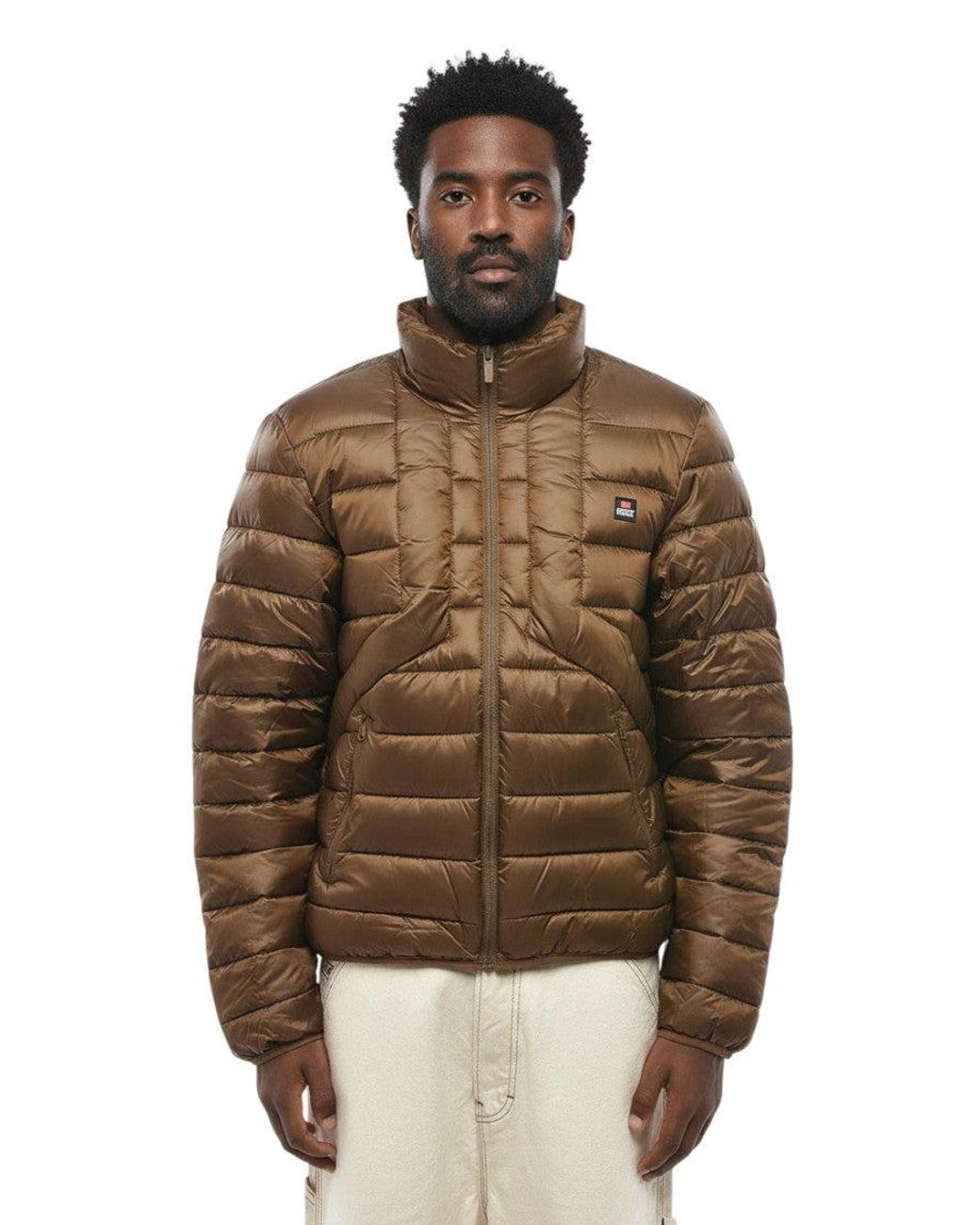 DIESEL Brown Mock Collar Jacket for men