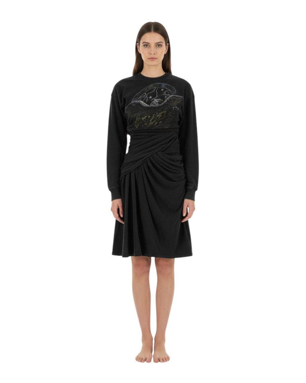 DIESEL Black Crew Neck Knee Length Dress